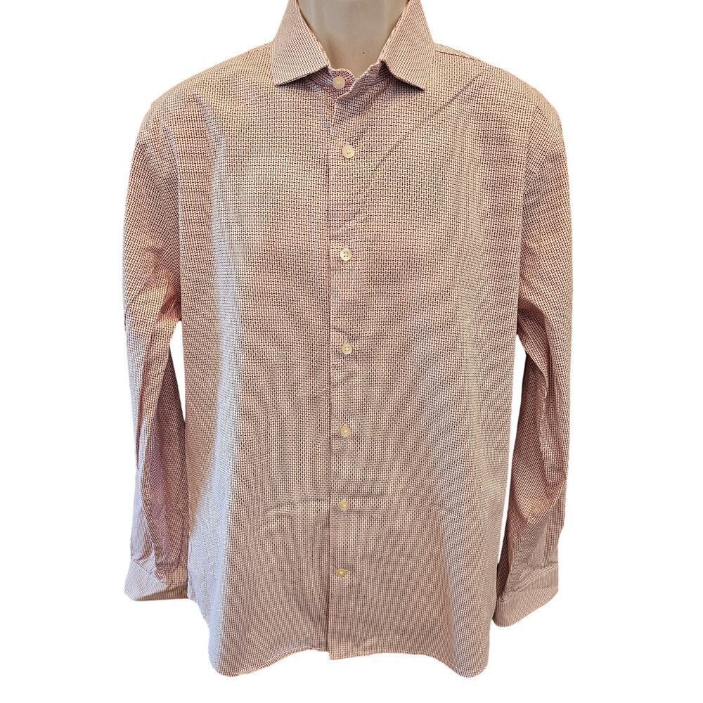 Express red dash fitted L 16 - 16.5 long sleeve dress shirt button up EUC large